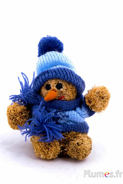 Bonhomme de neige en paille - 10 x 18 cm - bleu ciel